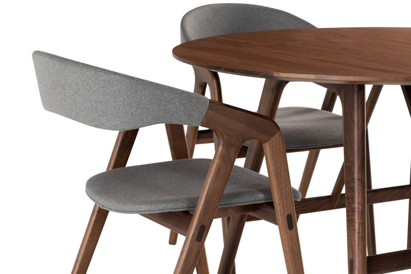 Jerup Spisegruppe 120 cm Rund inkl 4 Stoler - Valnøtt - Møbler - Bord - Spisegrupper