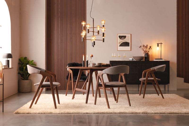 Jerup Spisegruppe 120 cm Rund inkl 4 Stoler - Valnøtt - Møbler - Bord - Spisegrupper