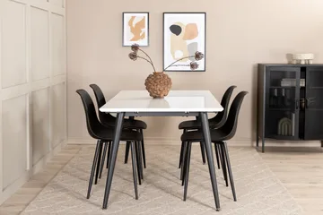 Jimms Forlengningsbar Spisegruppe 150 cm inkl. 4 Pontus Stol - Hvit/Svart - Møbler - Bord - Spisegrupper