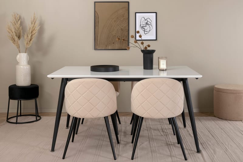 Jimmy spisebord med 4 Fløyel Spisestol - Møbler - Bord - Spisegrupper