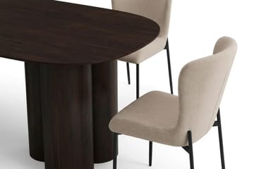 Juno spisegruppe rektangulær 220 cm røkt eik med 6 Elsie spisestoler - Røkt eik/Beige - Møbler - Bord - Spisegrupper