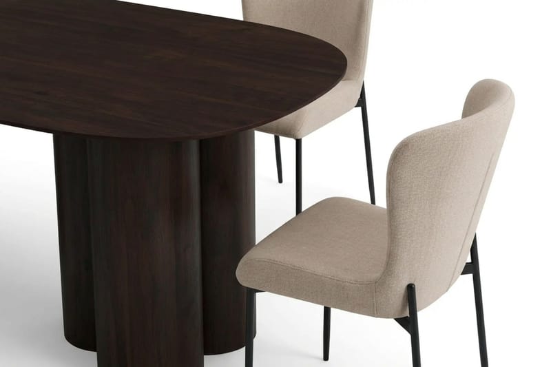 Juno spisegruppe rektangulær 220 cm røkt eik med 6 Elsie spisestoler - Røkt eik/Beige - Møbler - Bord - Spisegrupper