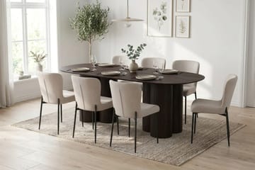Juno spisegruppe rektangulær 220 cm røkt eik med 6 Elsie spisestoler - Røkt eik/Beige - Møbler - Bord - Spisegrupper