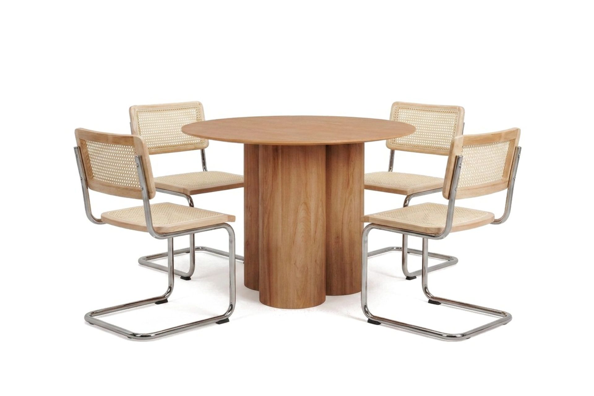 Juno spisegruppe rund 110 cm Eik med 4 Build spisestoler - Eik