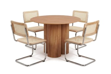 Juno spisegruppe rund 110 cm Eik med 4 Build spisestoler - Eik - Møbler - Bord - Spisegrupper