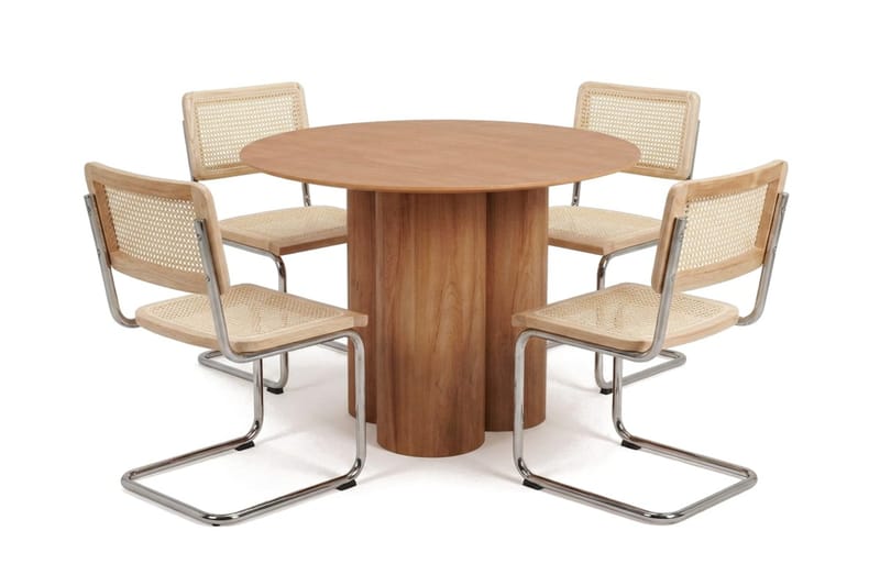 Juno spisegruppe rund 110 cm Eik med 4 Build spisestoler - Eik - Møbler - Bord - Spisegrupper