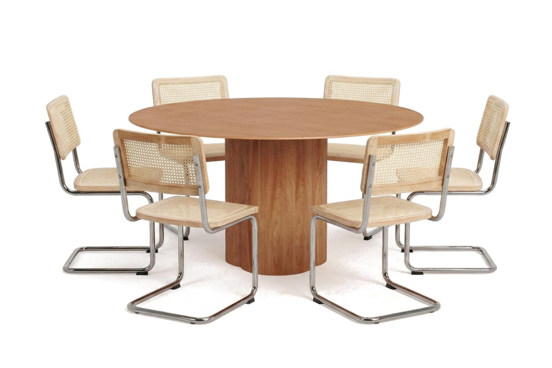 Juno spisegruppe rund 150 cm eik med 6 Build spisestoler - Eik