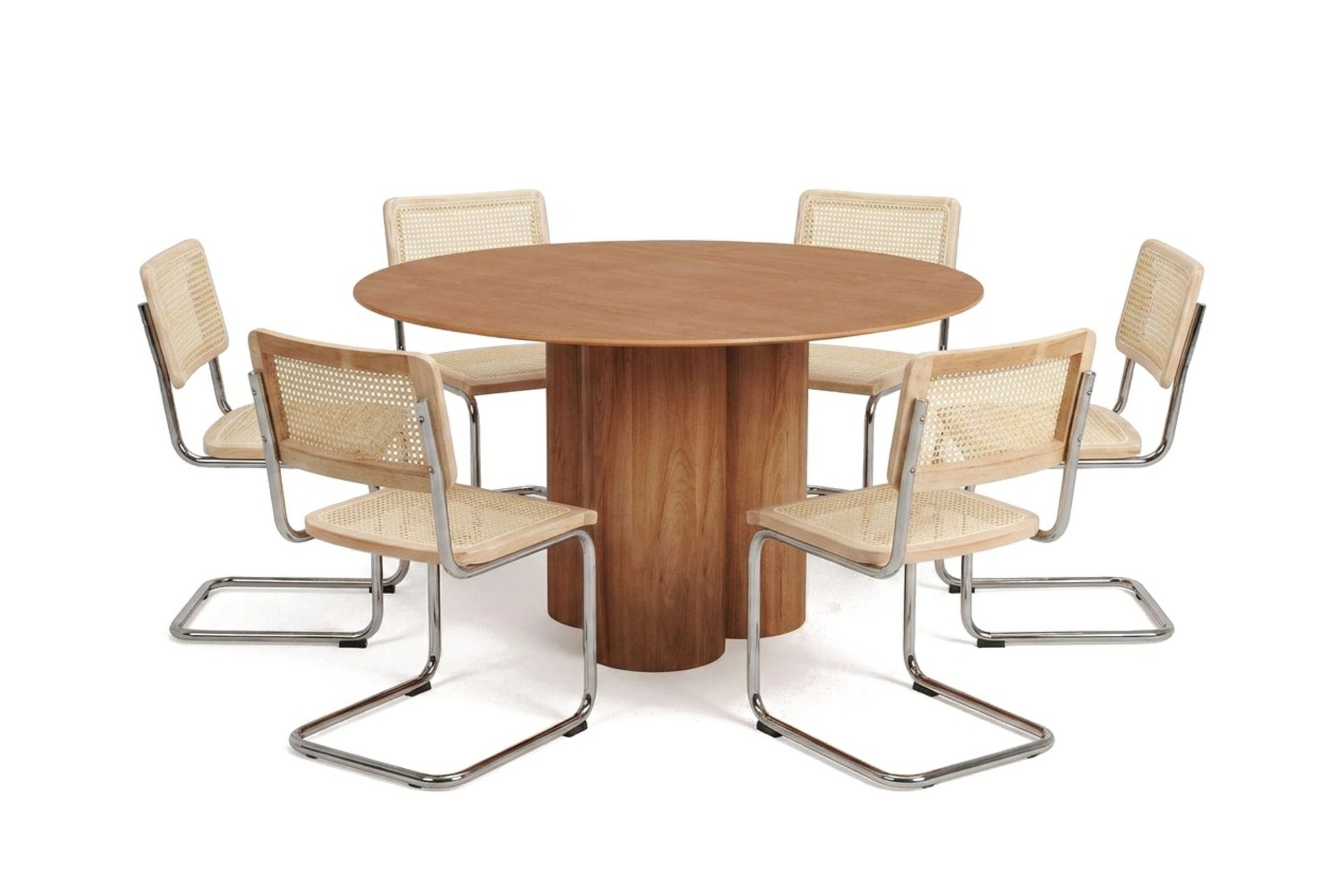 Juno spisegruppe rundt 130 cm eik med 6 Build spisestoler - Eik
