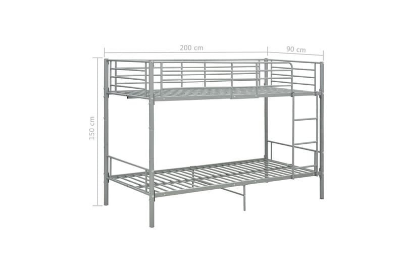 Køyeseng grå metall 90x200 cm - Grå - Møbler - Bord - Spisegrupper