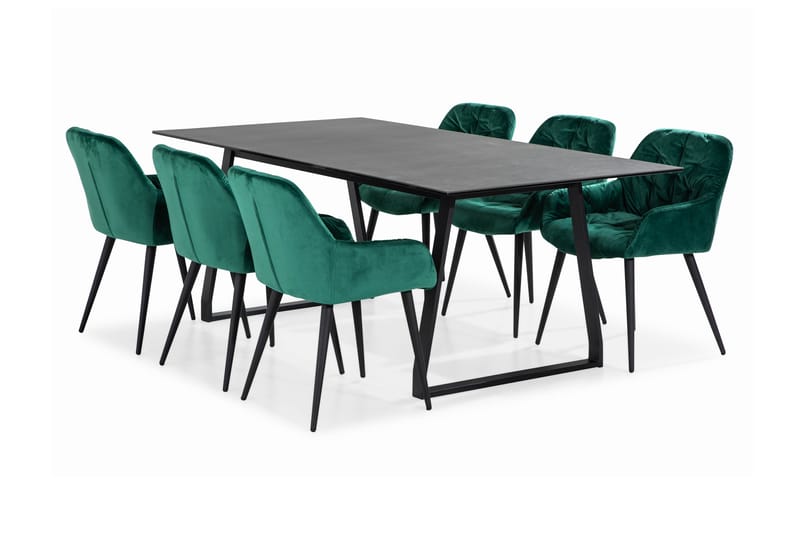 Kaj Spisebord 200 cm med 6 Giovanni Stoler Fløyel - Spisegrupper