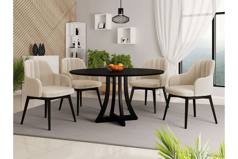 Kendale Spisegruppe - Beige/Svart - Møbler - Bord - Spisegrupper