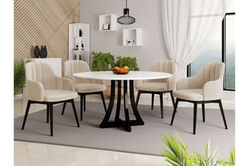 Kendale Spisegruppe - Beige/Svart/Hvit - Møbler - Bord - Spisegrupper
