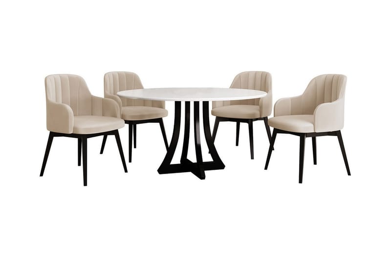 Kendale Spisegruppe - Beige/Svart/Hvit - Møbler - Bord - Spisegrupper