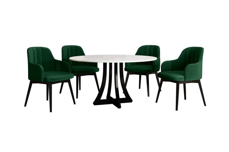 Kendale Spisegruppe - Grønn/Hvit/Svart - Møbler - Bord - Spisegrupper