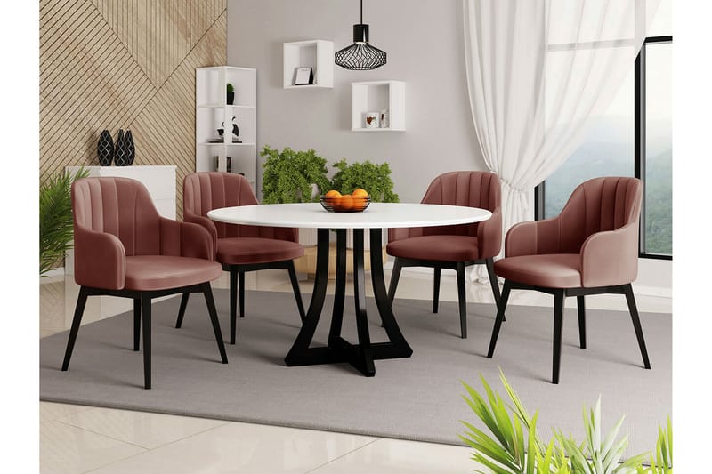 Kendale Spisegruppe - Hvit/Rosa/Svart - Møbler - Bord - Spisegrupper