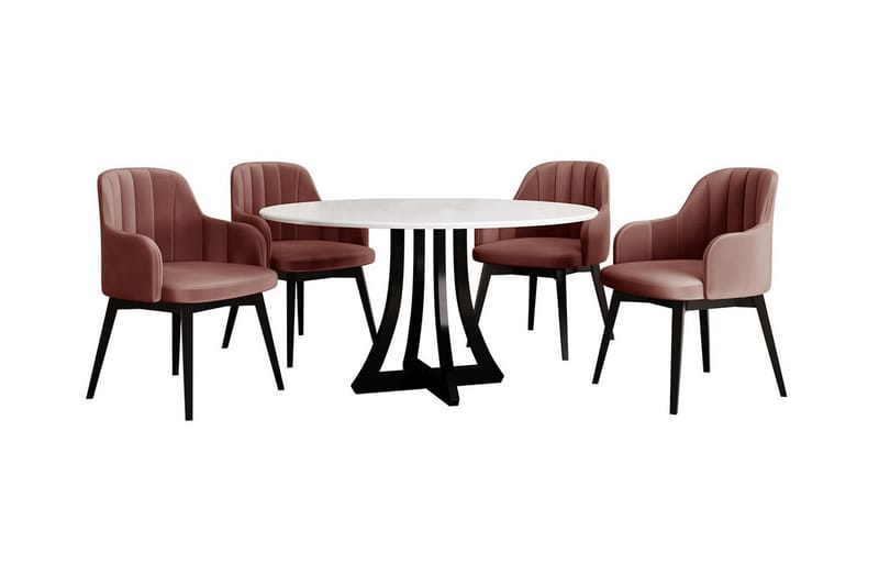 Kendale Spisegruppe - Hvit/Rosa/Svart - Møbler - Bord - Spisegrupper