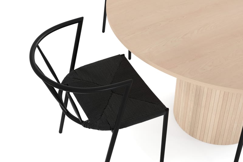 Kobberbo Spisegruppe 130 cm Rund inkl 4 Winston Stoler - Beige/Svart - Møbler - Bord - Spisegrupper