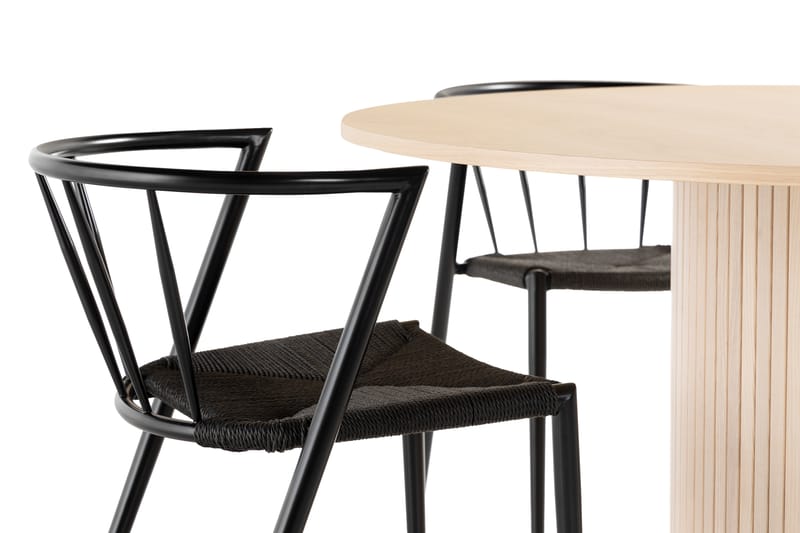 Kobberbo Spisegruppe 130 cm Rund inkl 4 Winston Stoler - Beige/Svart - Møbler - Bord - Spisegrupper