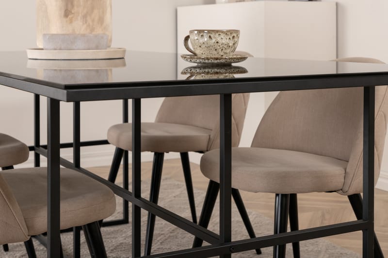 Komfortabelt spisebord med 4 Fløyel Spisestol - Spisegrupper