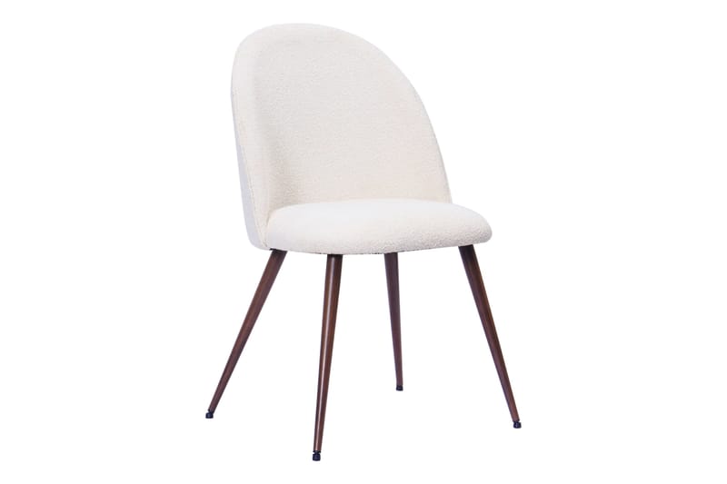 Kopparbo Rundt Spisebord 120 cm med 4 Nibe Plus Spisestoler - Mørkebrun / Hvit Bouclé / Metallben Valnøtt - Møbler - Bord - Spisegrupper