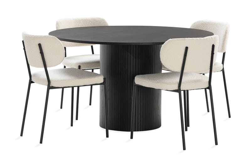 Kopparbo Spisebord Runt 130 cm med 4 Gemmiano Spisestoler - Svart - Møbler - Bord - Spisegrupper