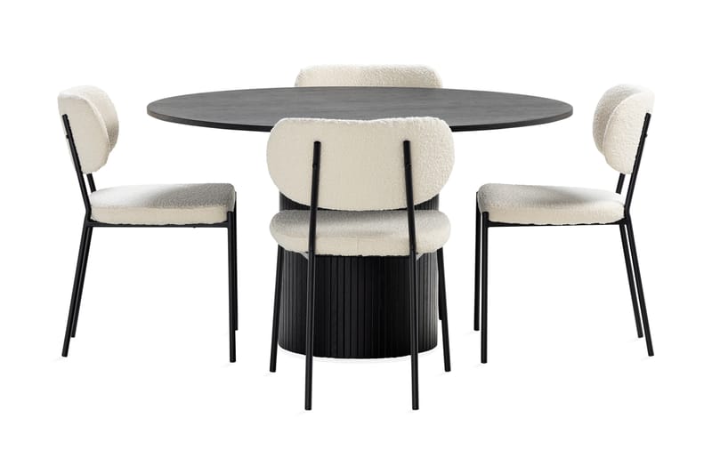Kopparbo Spisebord Runt 130 cm med 4 Gemmiano Spisestoler - Svart - Møbler - Bord - Spisegrupper
