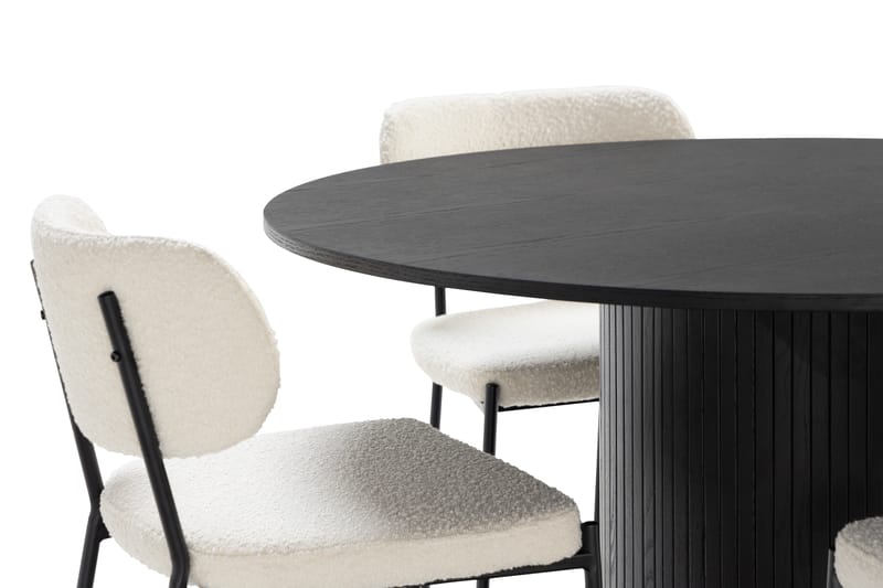 Kopparbo Spisebord Runt 130 cm med 4 Gemmiano Spisestoler - Svart - Møbler - Bord - Spisegrupper