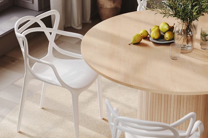 Kopparbo Spisegruppe 130 cm Rund inkl. 4 Daye Stoler - Beige / Hvit - Møbler - Bord - Spisegrupper