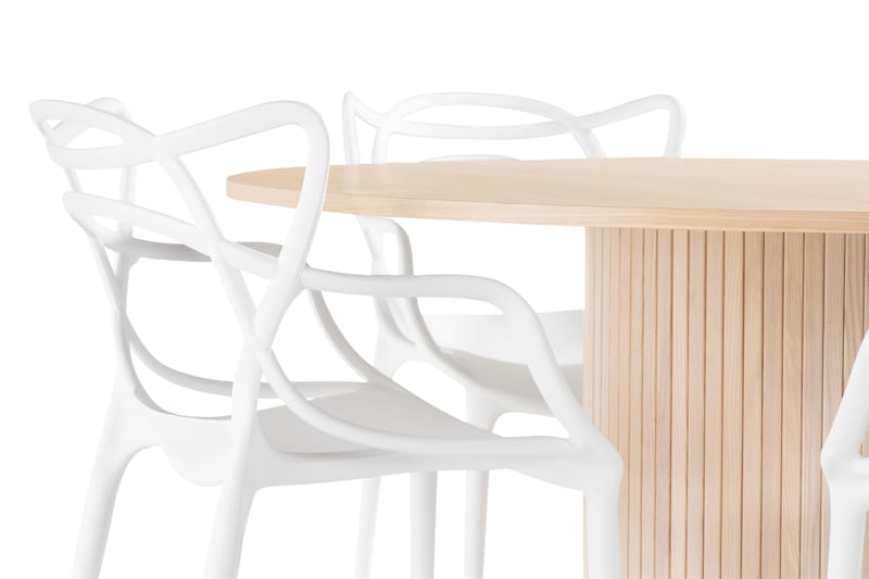 Kopparbo Spisegruppe 130 cm Rund inkl. 4 Daye Stoler - Beige / Hvit - Møbler - Bord - Spisegrupper