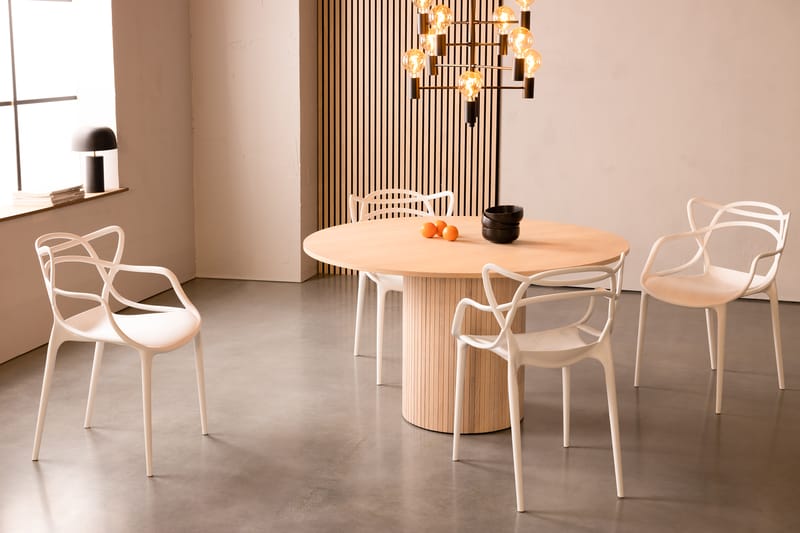 Kopparbo Spisegruppe 130 cm Rund inkl. 4 Daye Stoler - Beige / Hvit - Møbler - Bord - Spisegrupper