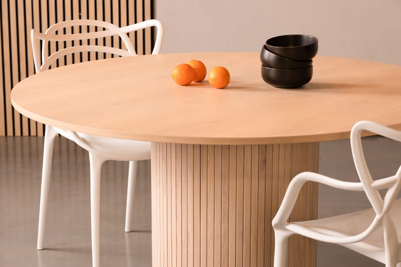 Kopparbo Spisegruppe 130 cm Rund inkl. 4 Daye Stoler - Beige / Hvit - Møbler - Bord - Spisegrupper