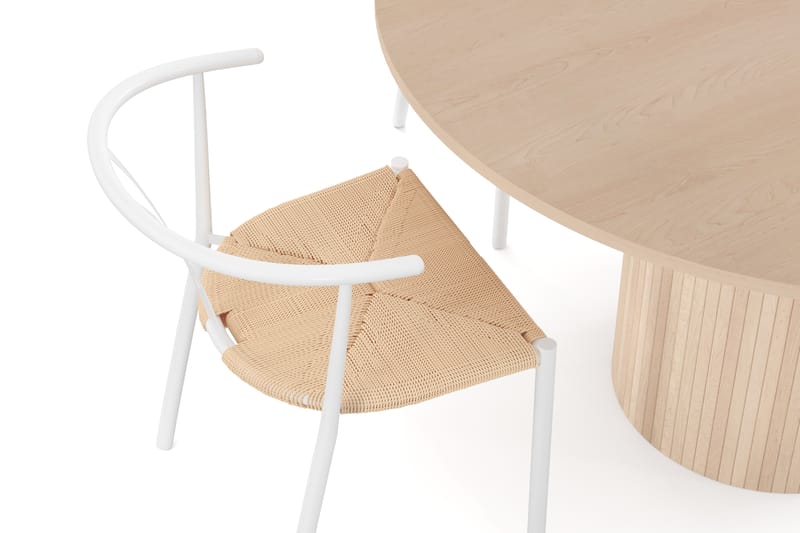 Kopparbo Spisegruppe 130 cm Rund inkl. 4 Elysia Stoler - Beige / Hvit - Møbler - Bord - Spisegrupper