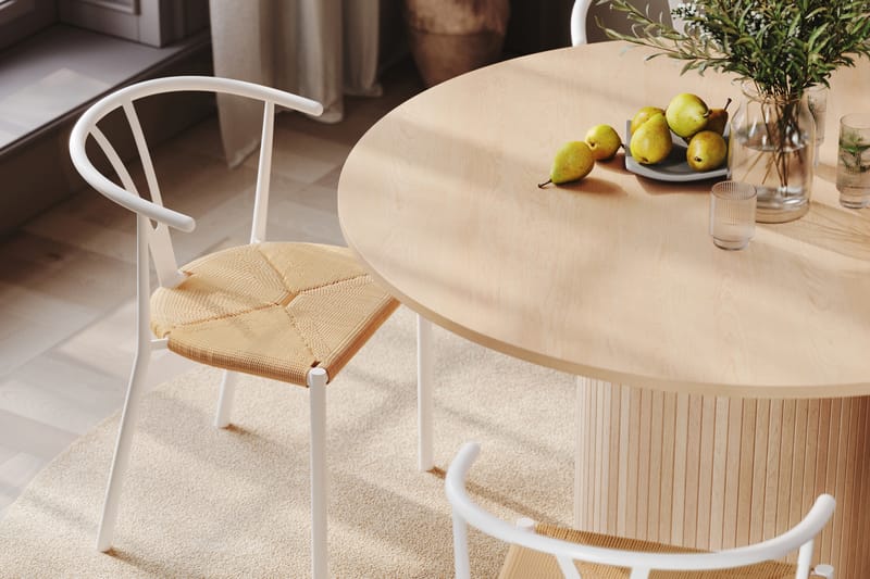 Kopparbo Spisegruppe 130 cm Rund inkl. 4 Elysia Stoler - Beige / Hvit - Møbler - Bord - Spisegrupper