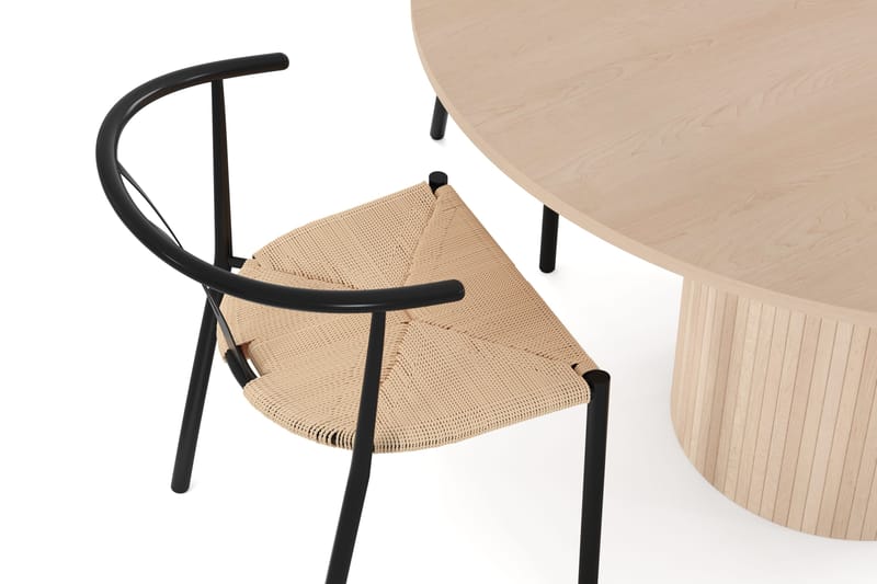 Kopparbo Spisegruppe 130 cm Rund inkl. 4 Elysia Stoler - Beige / Svart - Møbler - Bord - Spisegrupper