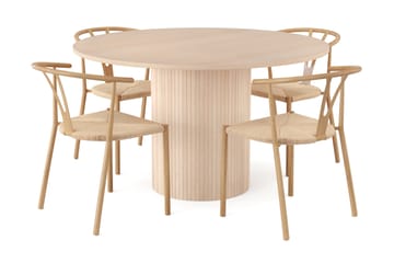 Kopparbo Spisegruppe 130 cm Rund inkl. 4 Elysia Stoler - Svart/Brun - Møbler - Bord - Spisegrupper
