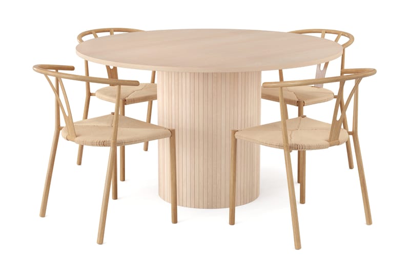 Kopparbo Spisegruppe 130 cm Rund inkl. 4 Elysia Stoler - Svart/Brun - Møbler - Bord - Spisegrupper