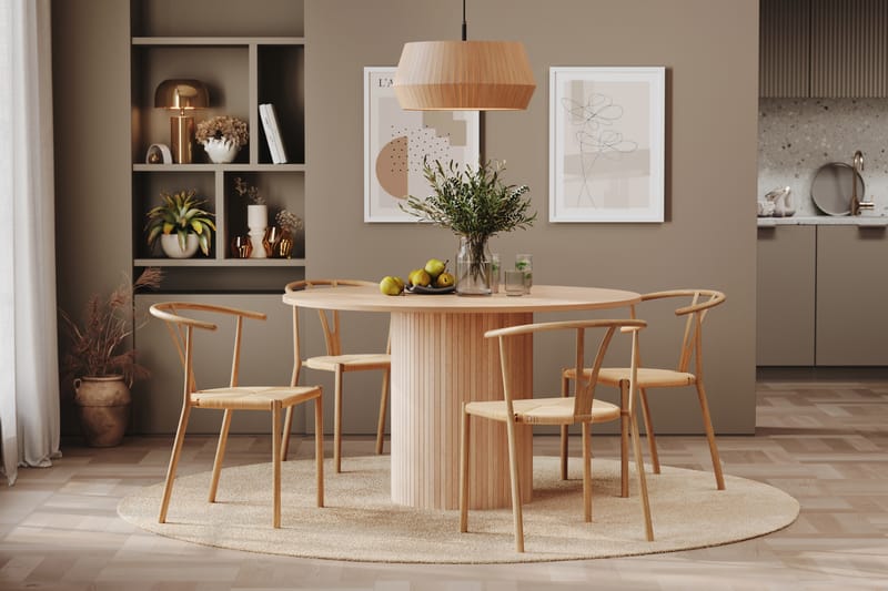 Kopparbo Spisegruppe 130 cm Rund inkl. 4 Elysia Stoler - Svart/Brun - Møbler - Bord - Spisegrupper