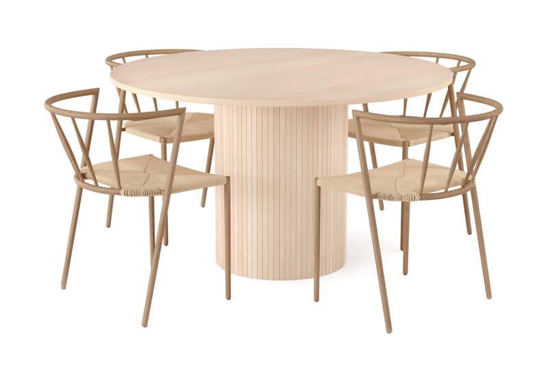 Kopparbo Spisegruppe 130 cm Rund inkl. 4 Winston Stoler - Svart/Brun - Møbler - Bord - Spisegrupper