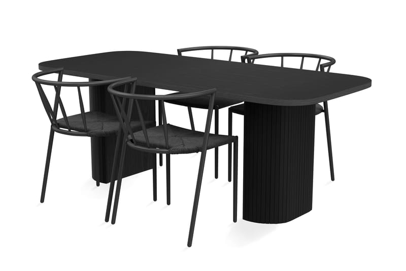 Kopparbo Spisegruppe 200 cm inkl. 4 Winston Stoler - Svart - Møbler - Bord - Spisegrupper