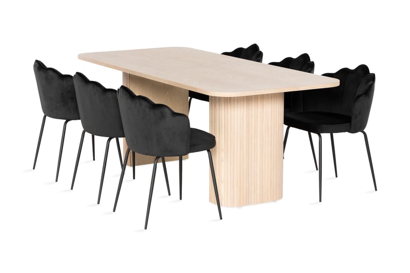 Kopparbo Spisegruppe 200 cm inkl. 6 Broddhult Stoler - Hvit/Svart - Møbler - Bord - Spisegrupper
