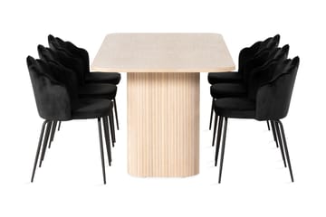 Kopparbo Spisegruppe 200 cm inkl. 6 Broddhult Stoler - Hvit/Svart - Møbler - Bord - Spisegrupper