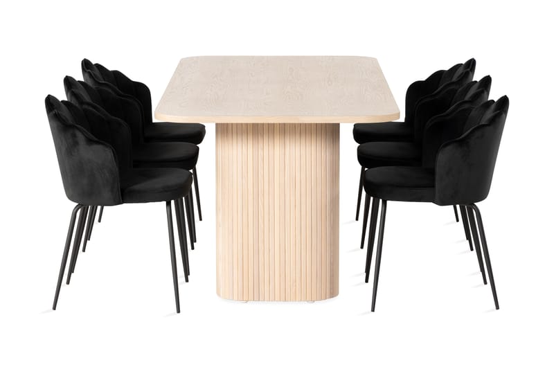 Kopparbo Spisegruppe 200 cm inkl. 6 Broddhult Stoler - Hvit/Svart - Møbler - Bord - Spisegrupper