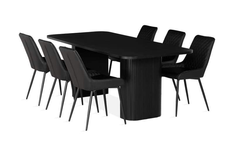 Kopparbo Spisegruppe 200 cm inkl. 6 Hennebyn Stoler - Svart - Møbler - Bord - Spisegrupper