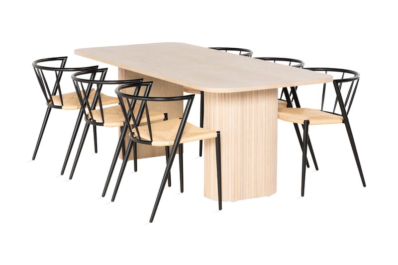 Kopparbo Spisegruppe 200 cm inkl. 6 Winston Stoler - Hvit/Svart - Møbler - Bord - Spisegrupper