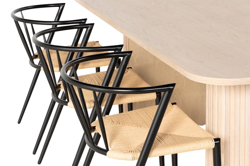 Kopparbo Spisegruppe 200 cm inkl. 6 Winston Stoler - Hvit/Svart - Møbler - Bord - Spisegrupper