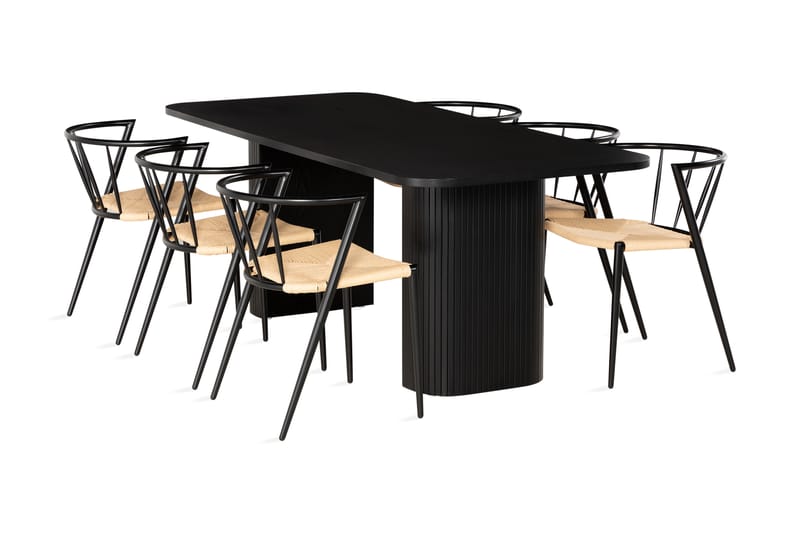 Kopparbo Spisegruppe 200 cm inkl. 6 Winston Stoler - Svart - Møbler - Bord - Spisegrupper