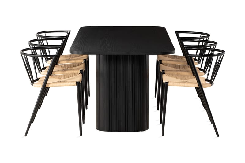 Kopparbo Spisegruppe 200 cm inkl. 6 Winston Stoler - Svart - Møbler - Bord - Spisegrupper