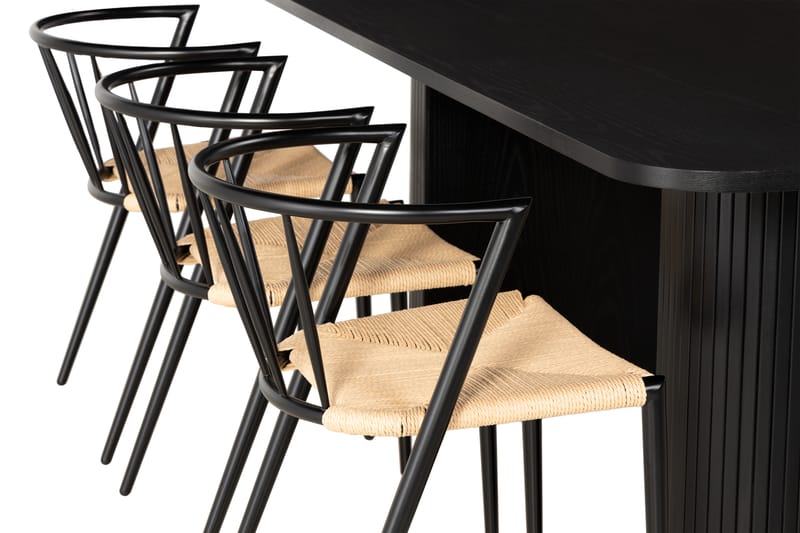 Kopparbo Spisegruppe 200 cm inkl. 6 Winston Stoler - Svart - Møbler - Bord - Spisegrupper