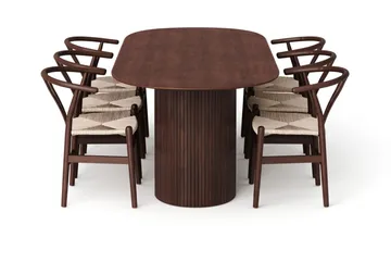 Kopparbo spisegruppe oval 220 cm valnøtt med 6 Dastoori spisestoler - Valnøtt - Møbler - Bord - Spisegrupper