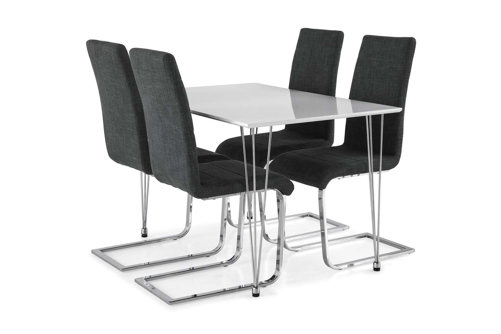 Kronblom Spisegruppe 120 cm med 4 Cibus Stol - Hvit/Krom/Grå - Møbler - Bord - Spisegrupper